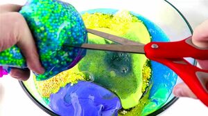 Mixing All My Blue, Green and Yellow Slimes Together! Satisfying Slime ASMR!