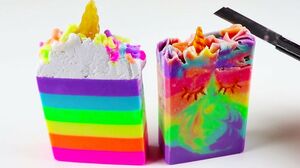Rainbow Unicorn Soap Cutting! Satisfying ASMR Video!