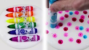 Coloring On Slime With Markers! Satisfying Slime ASMR! #2
