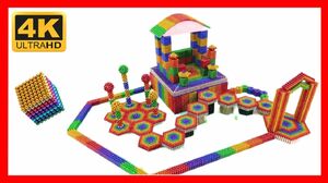 Build beautiful Rainbow house around the pool, [Magnet asmr] 4K