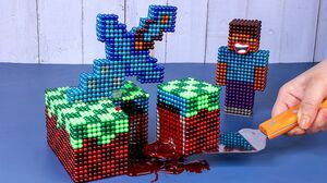 MAGNETIC MINECRAFT | Make Minecraft Cake From Magnetic Balls - ASMR Magnet Stop Motion Animation