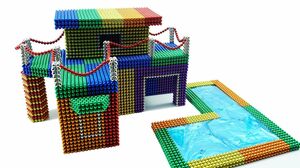 DIY - How To Build Villa House Pool Playground From Magnetic Balls (Satisfying) | Magnet Colorful