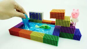 DIY - How To Make Magnetic balls Rainbow Pool Slime VS Fish | Magnet Colorfull