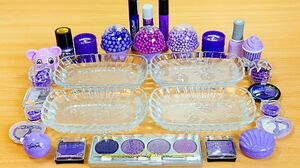 Purple Slime Series5 Season Color2 Mixing makeup Glitter and beads into Clear Slime