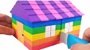 Satisfying Video l How to Make Kinetic Sand Rainbow House Cutting ASMR RainbowToyTocToc