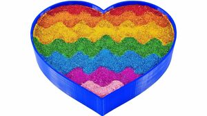 Satisfying Video l Mixing All My Slime Smoothie Rainbow Heart Bath ASMR RainbowToyTocToc