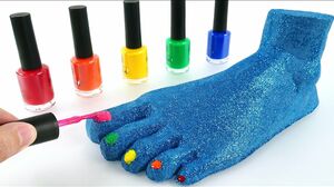 Satisfying Video l How To Make Kinetic Sand Nail Polish Glitter Foot Cutting ASMR RainbowToyTocToc