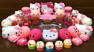PINK HELLO KITTY Slime! Mixing Random Things into CLEAR Slime! Satisfying Slime Videos #37
