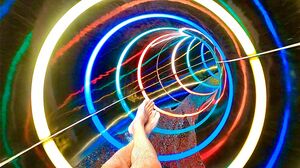 Black Hole Waterslide with colorful LED lighting at Dino Water Park