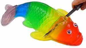Satisfying Video ASMR | DIY How To Make Jelly Rainbow Carp Gummy Cutting ASMR | Zic Zic Slime