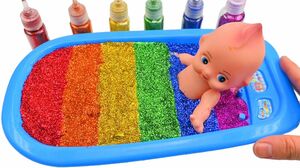 Mixing All My Slime Glitter into Rainbow Bathtub | Satisfying Slime Video ASMR