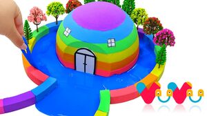 How To Make Rainbow Hut with Kinetic Sand, Slime, Tree Model