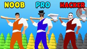 NOOB vs PRO vs HACKER - Idle Lumberjack 3D