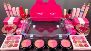 Pink Slime | Mixing Makeup,Eyeshadow,Glitter,Clay Into Slime
