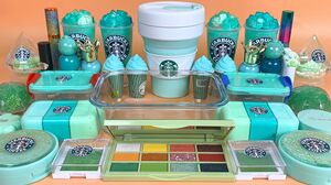 Starbucks Mint | Mixing Makeup,Eyeshadow,Glitter,Clay Into Slime