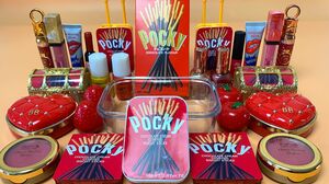Red Pocky | Mixing Makeup,Eyeshadow,Glitter,Clay Into Slime
