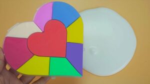 Mixing Rainbow Heart Light Air Dry Clay into Glossy Slime ! Satisfying Slime Video!ASMR #181