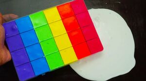 RAINBOW Rectangle - Mixing CLAY Into GLOSSY Slime ! Satisfying Slime Videos #152